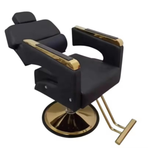 Salon Chair and Mirror Set Barber Shop Chair Hair Salon Black and Gold Salon Chairs