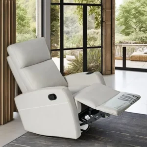 Single Recliner Chair Modern PU Leather Multi Functional Manual Massage Fabric Small Family Living Room Beauty Salon Metal Frame