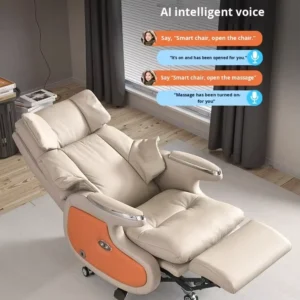 Smart Massage Electric Leather Boss Chair Office Reclining Wooden Frame Modern Design Lunch Break Comfortable Long Sitting High