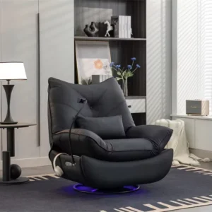 Smart Power Recliner Rocking Chair With LED Strap Swivel Glider Gaming Recliner Gaming Couch Sofa Chair For Office