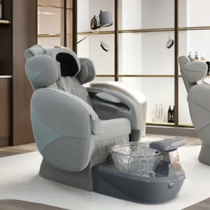 Spa Pedicure Chair With Back Shiatsu Massage Plumbing For Nail Techs Customizable Color Crystal Bowl For Nail Salon Furniture