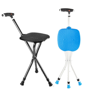 Stable and Reliable Aluminum Walking Stick with Seat Adjustable with Light