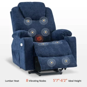 Supplier Modern Fabric Single Lift Recliner Chairs with Massage and Heat for Elderly Big and Tall People