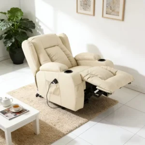 Swivel and Rocking Electric Massage Sofa PU Leather Recliner Chair Living Room Leisure Chair