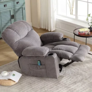 VANBOW Manual Swivel Massage Recliner Chair with Heat and Vibration+Cup Holders