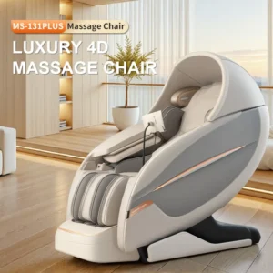 White Oversized SL Track 4D Full Body Knead Shoulder Massage Chair with Effects
