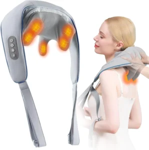 Wireless Electric Shiatsu Neck & Shoulder Massager with Heating for Car & Home Use