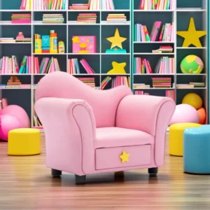 Yellow Lightweight Toddler Sofa Chair for Preschoolers Colorful Soft Armrest Couch with Massage & Cooling Features Wood Frame