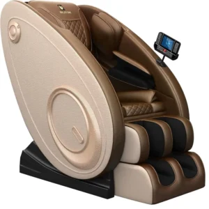 Zero Gravity Full Body Massage Chair Recliner Airbags Heating Bluetooth Speaker Foot Roller Touch Screen Gold